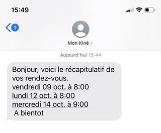 Récapitulatif de rendez-vous par SMS